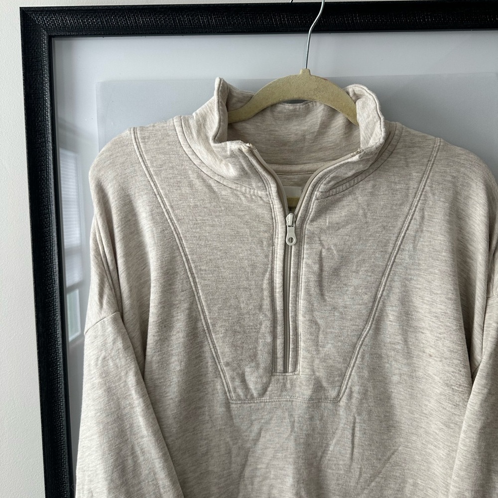 Aerie Offline Beige Zip-Up Sweater